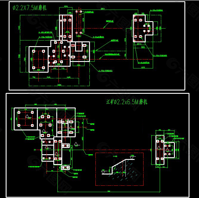 球磨机基础安装布置图