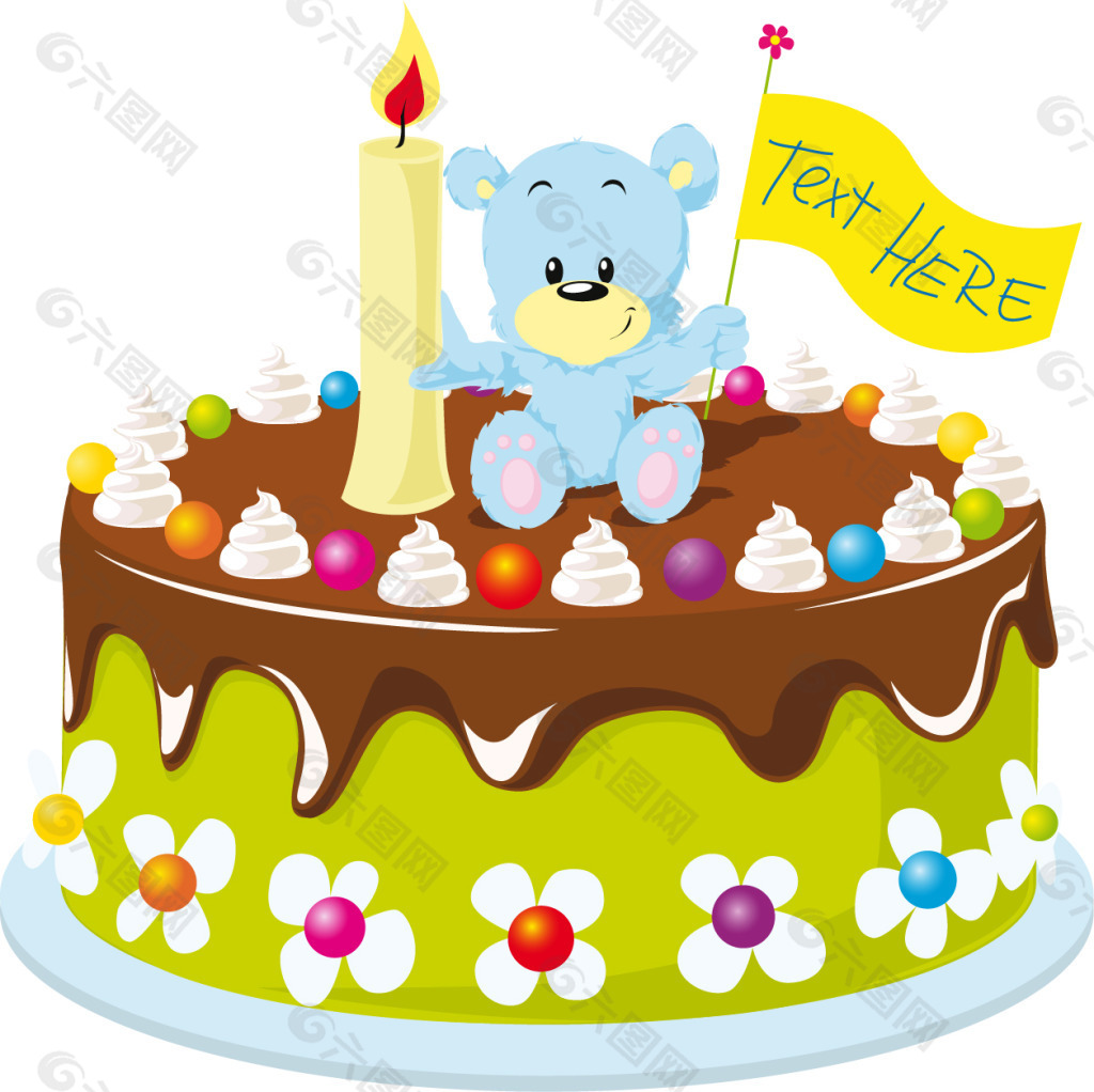 可愛的生日熊在透明背景中拿著蛋糕貼紙插圖, Happy生日快樂, 生日貼紙, 生日願望素材圖案，PSD和PNG圖片免費下載
