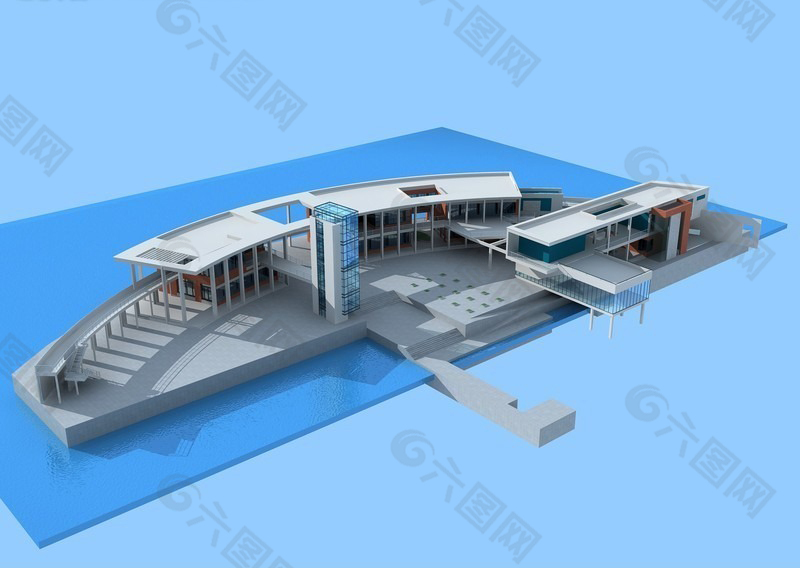 公共建筑客运码头设计模型