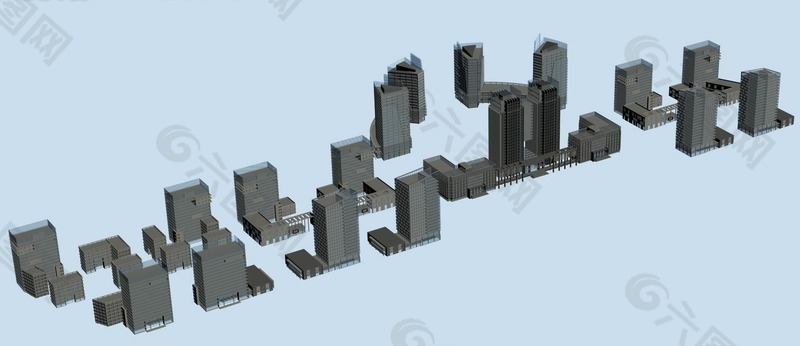 城市规划大厦建筑群3D模型