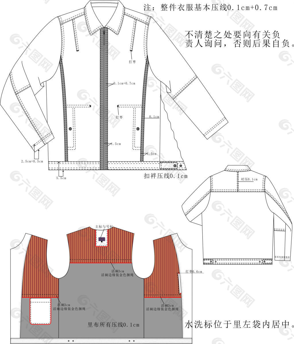 男装工艺款式图