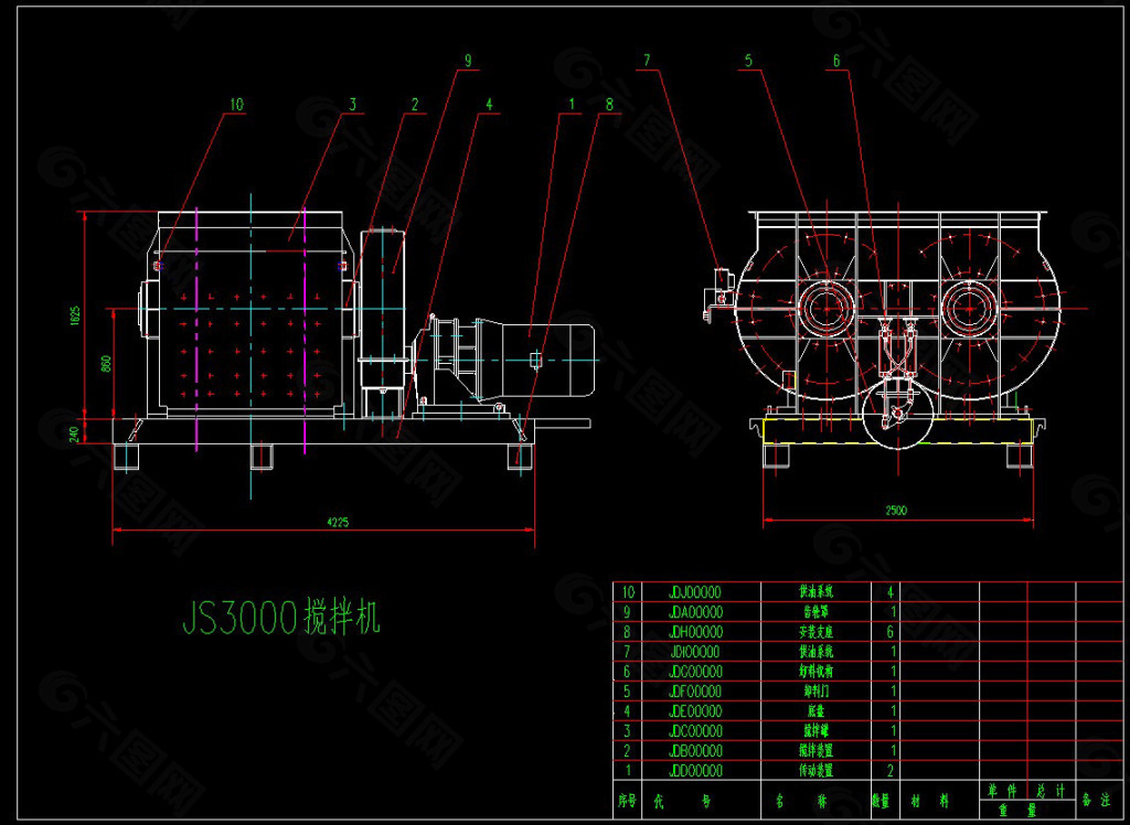 JS3000搅拌机机械图纸