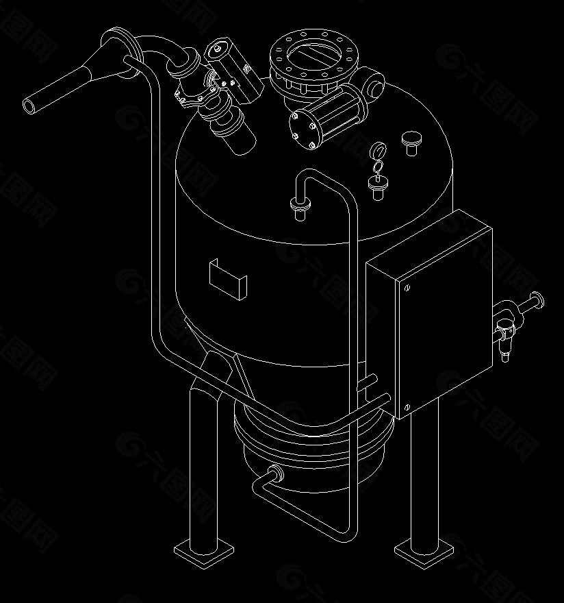 仓泵外形各部件立体CAD图