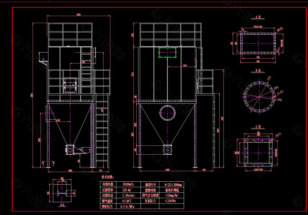 10000m3布袋除尘器设计图产品工业素材免费下载(图片编号:4683840-六
