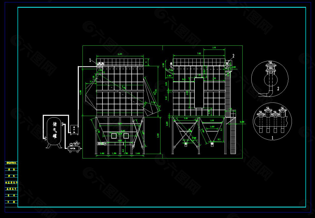 大型除尘器立面布置图