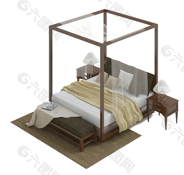 床 3d模型