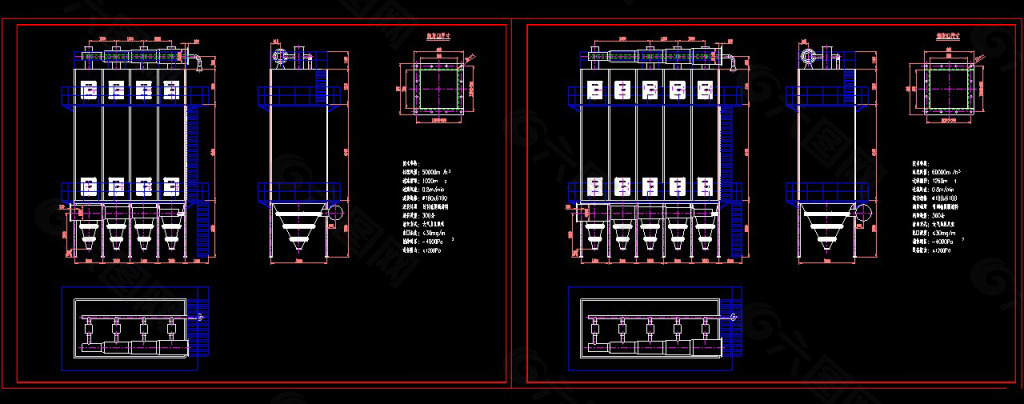 反吹风布袋除尘器设计图两总图