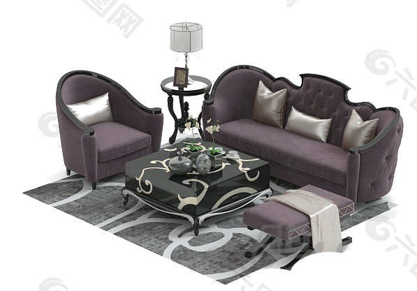 欧式沙发组合3d模型