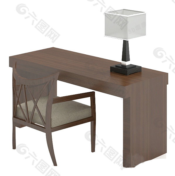 书桌椅组合3d