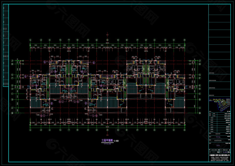 联排居民楼cad图纸