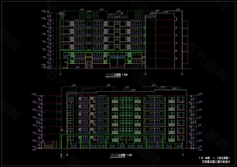 二栋楼房立面图纸