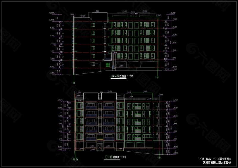 二栋楼房立面图