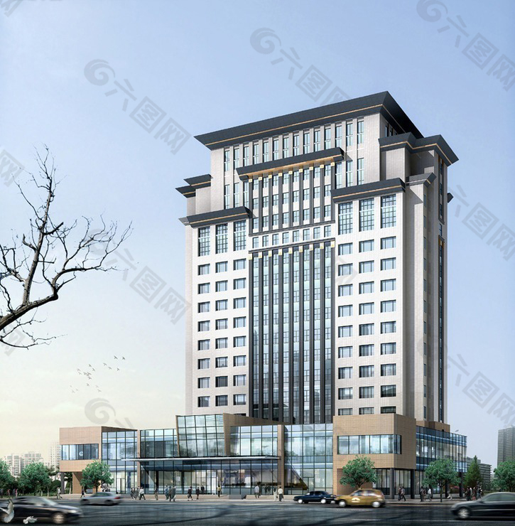 现代高层行政中心办公大楼3D模型
