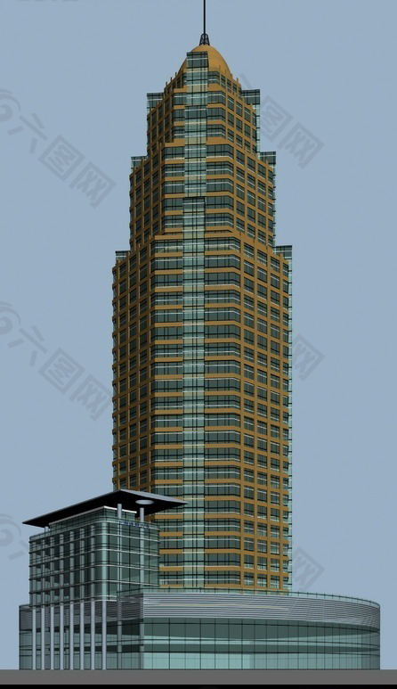 塔形公共建筑商业办公楼3D立体模型