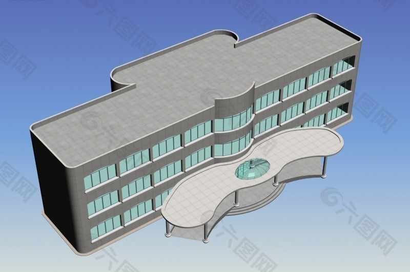 豪华气派现代公共建筑设计3D模型素材