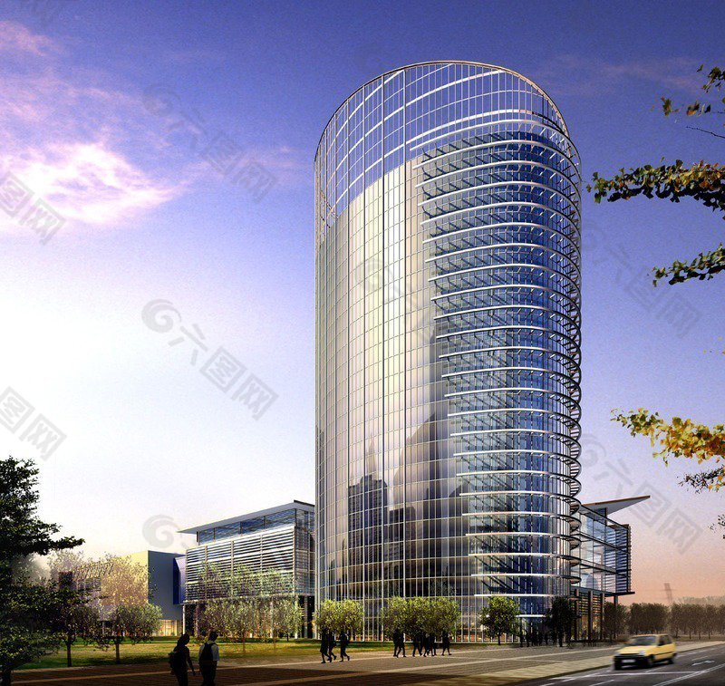 立体弧形商业办公楼建筑3D立体模型