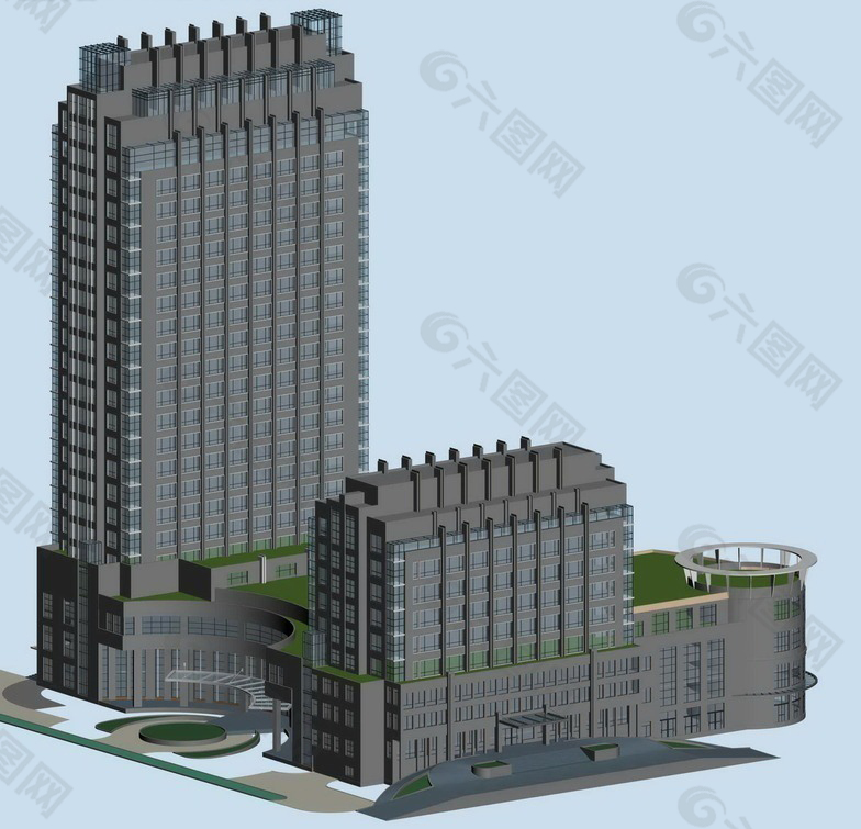 现代大气高层建筑商业大厦3D模型