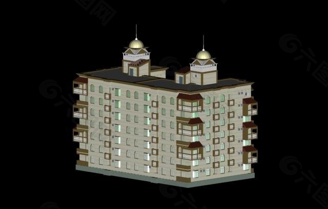 多层欧式建筑3D模型