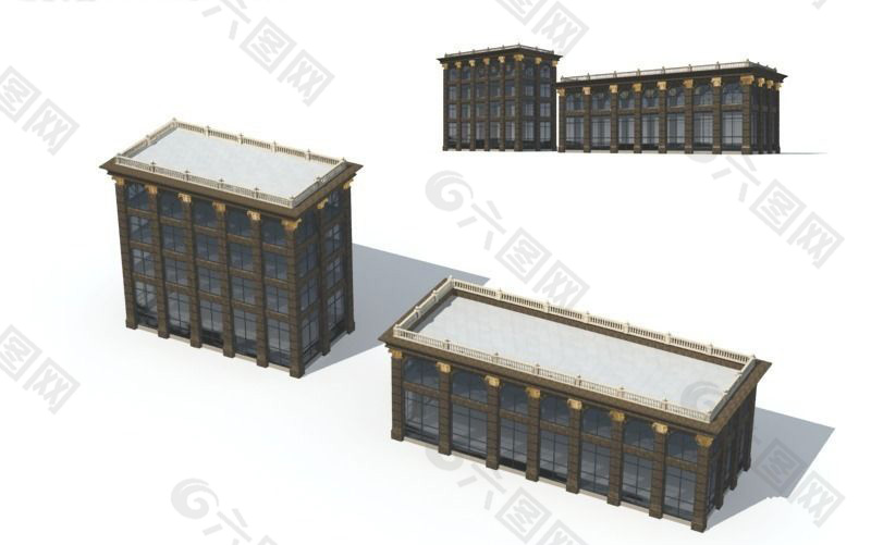 欧式古典风格公共建筑3D立体模型