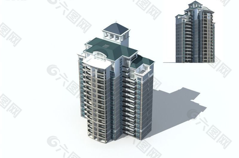 现代化欧式高层建筑群3D模型图