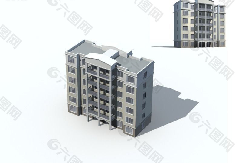 现代新式住宅小区建筑3D模型图