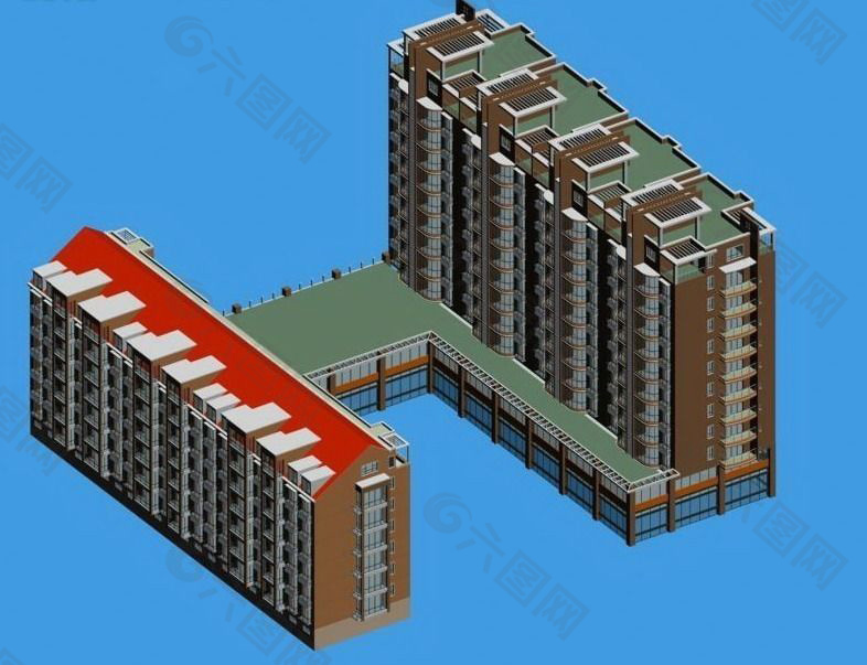 多层住宅建筑群3d模型