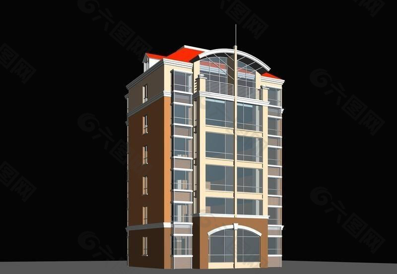 独栋多层住宅建筑3d模型