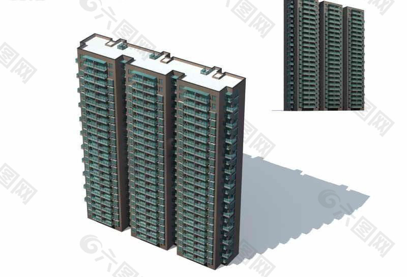 高层住宅楼建筑群3D模型设计