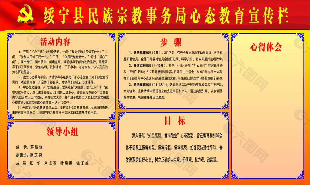 县民族宗教事务局心态教育宣传栏