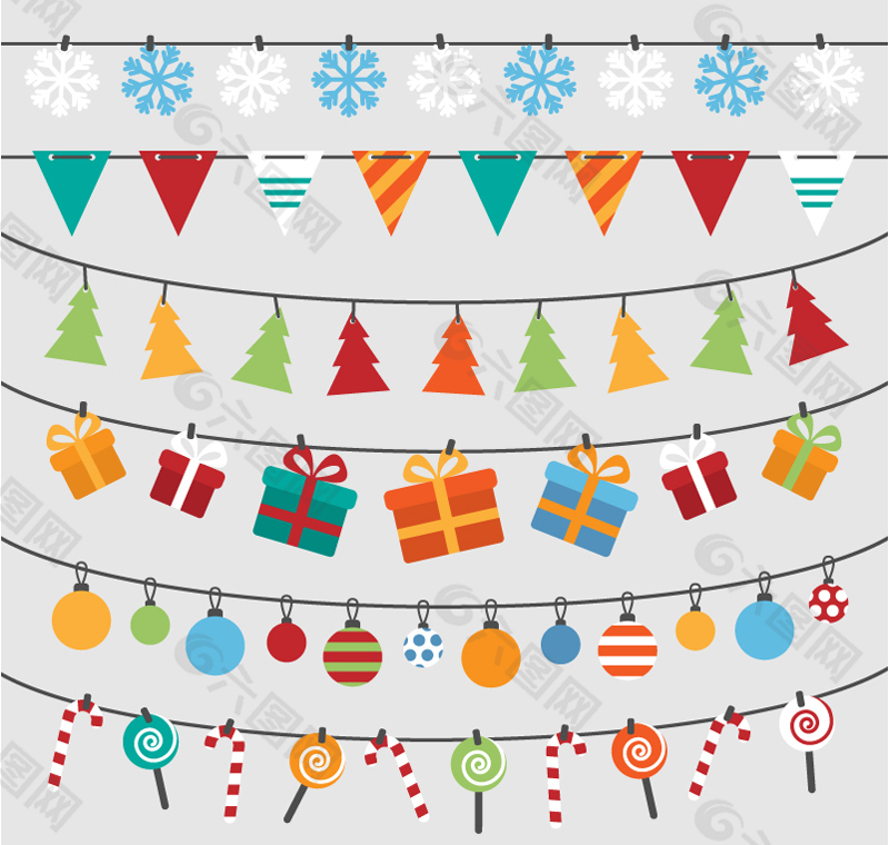 卡通圣诞挂旗矢量素材设计元素素材免费下载 图片编号 六图网
