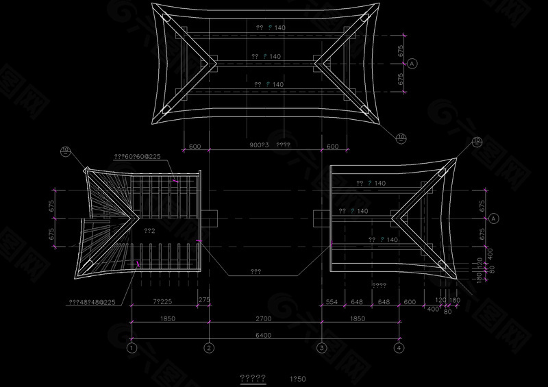 牌楼房顶cad图纸