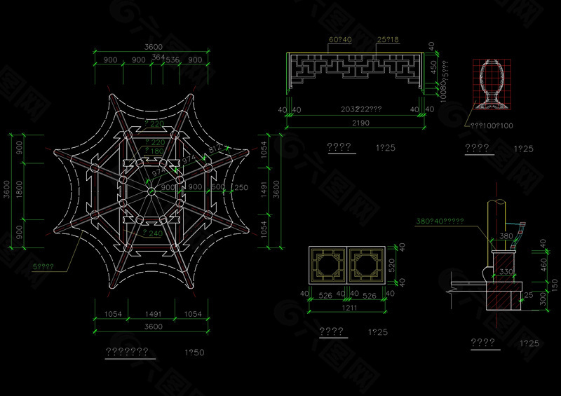 重檐亭子结构cad图