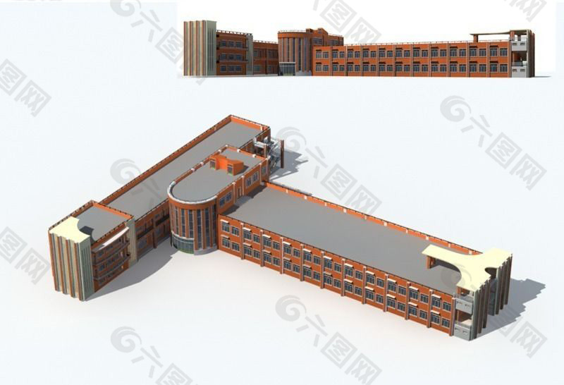 T形多层公共建筑设计商业办公楼