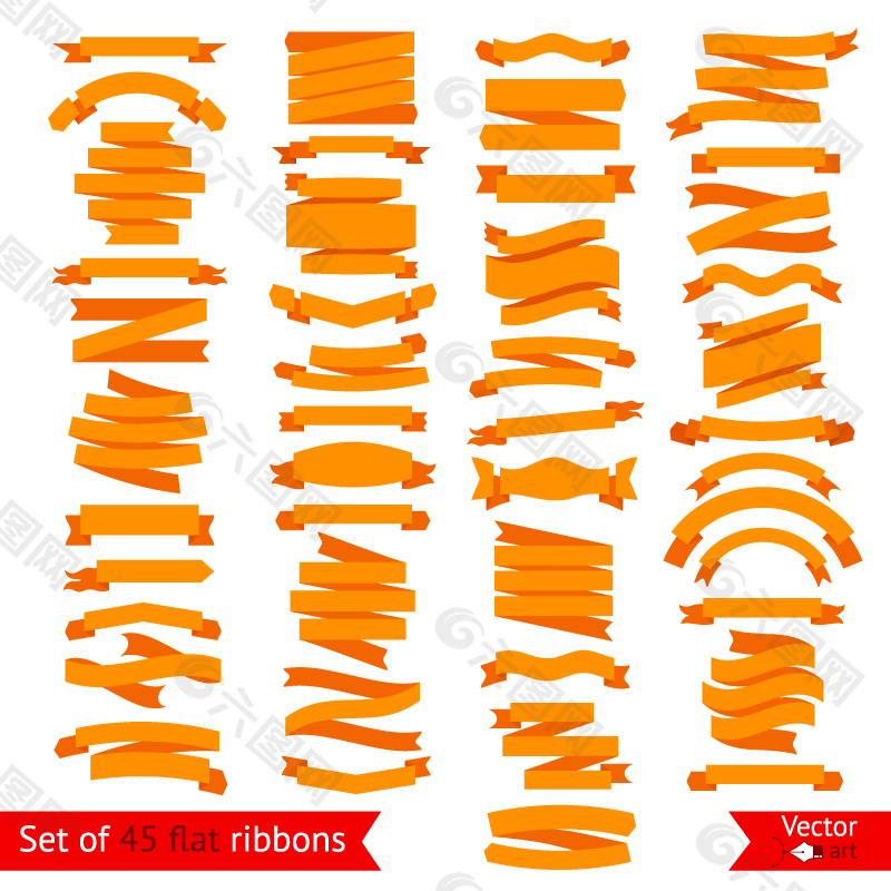 橙色丝带设计矢量素材