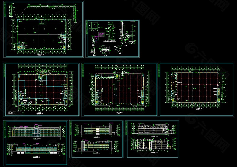 3层厂房建筑图cad设计