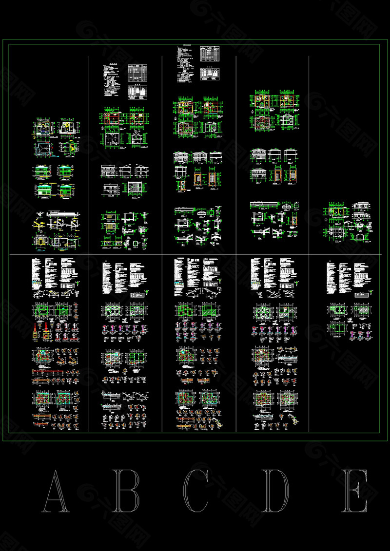 5套别墅建筑结构施工图