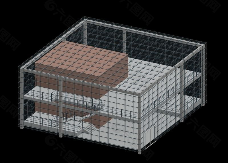 方形小公建建筑3D模型