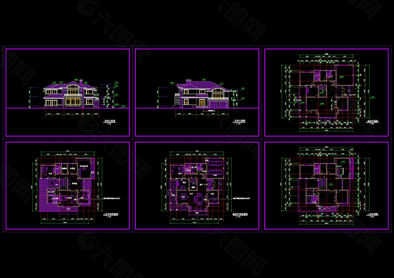 二层别墅方案cad图稿