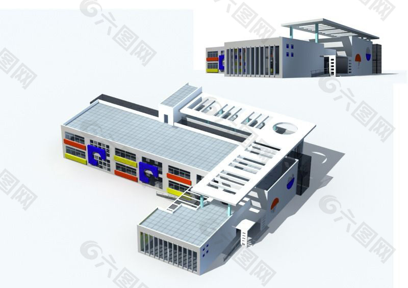 炫彩多层公建建筑3D模型