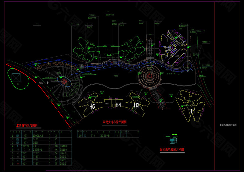 景观大道配水平面图