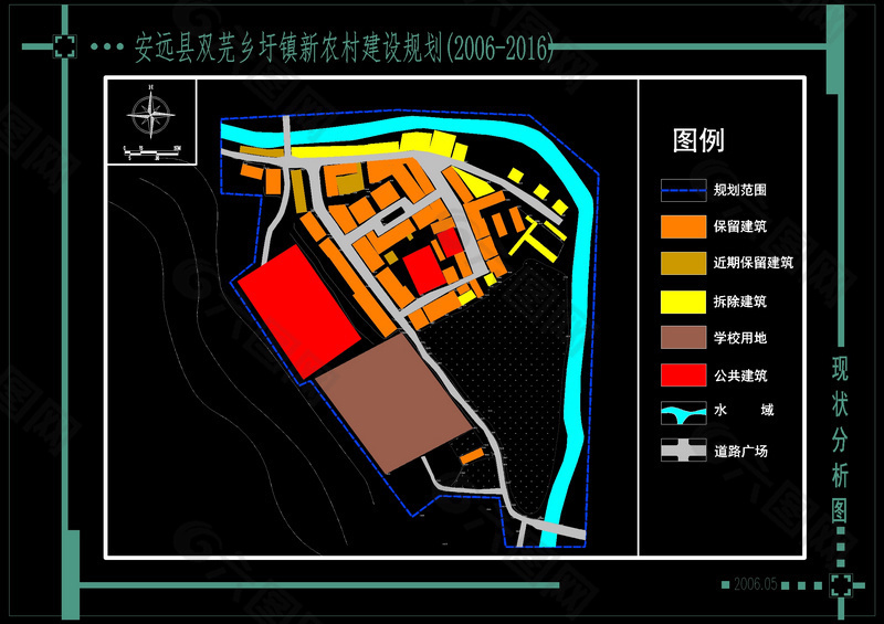 双芫圩镇现状cad分析图