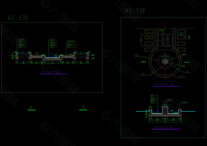 水渠剖面cad图纸
