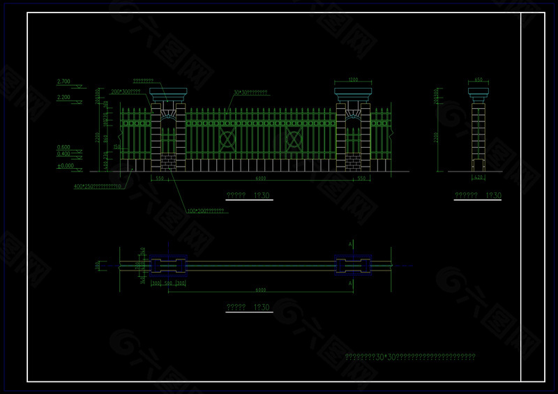围墙cad图纸