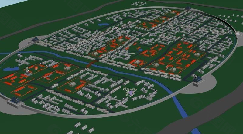 城市规划楼宇建筑群3D模型