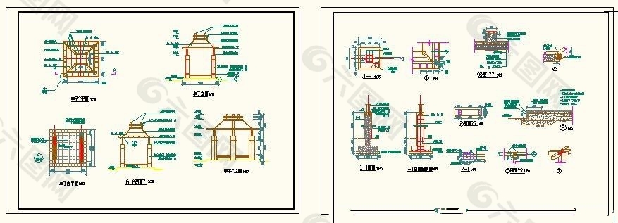 现代异形玻璃顶方亭子施工图