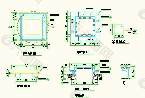 方形防腐木树池施工图