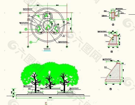 圆形组合树池施工图