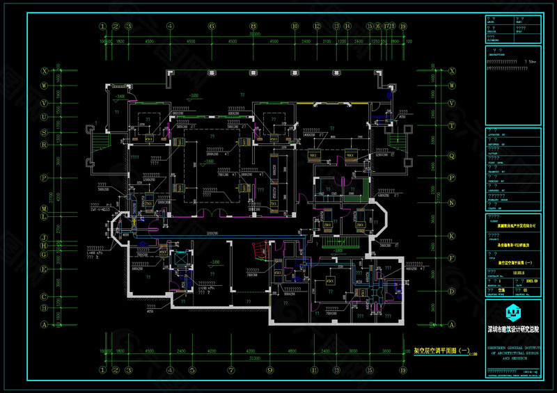 架空层空调cad平面图