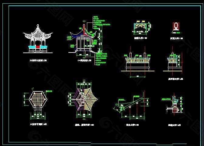 六角亭古建施工图