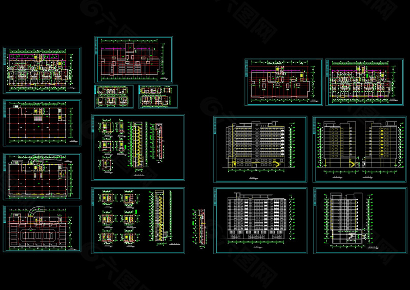 板式小高层cad建筑图纸
